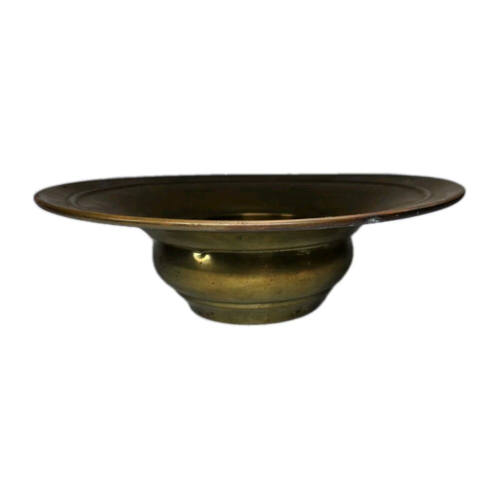 Large Vintage Brass Bowl Patina Centerpiece Oversized MCM Decor